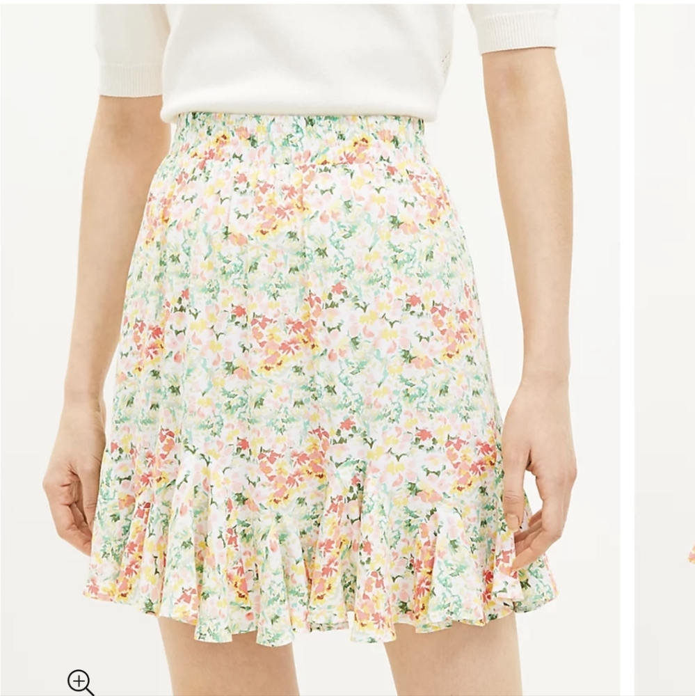Loft Buttercup Floral Flounce Skirt XS